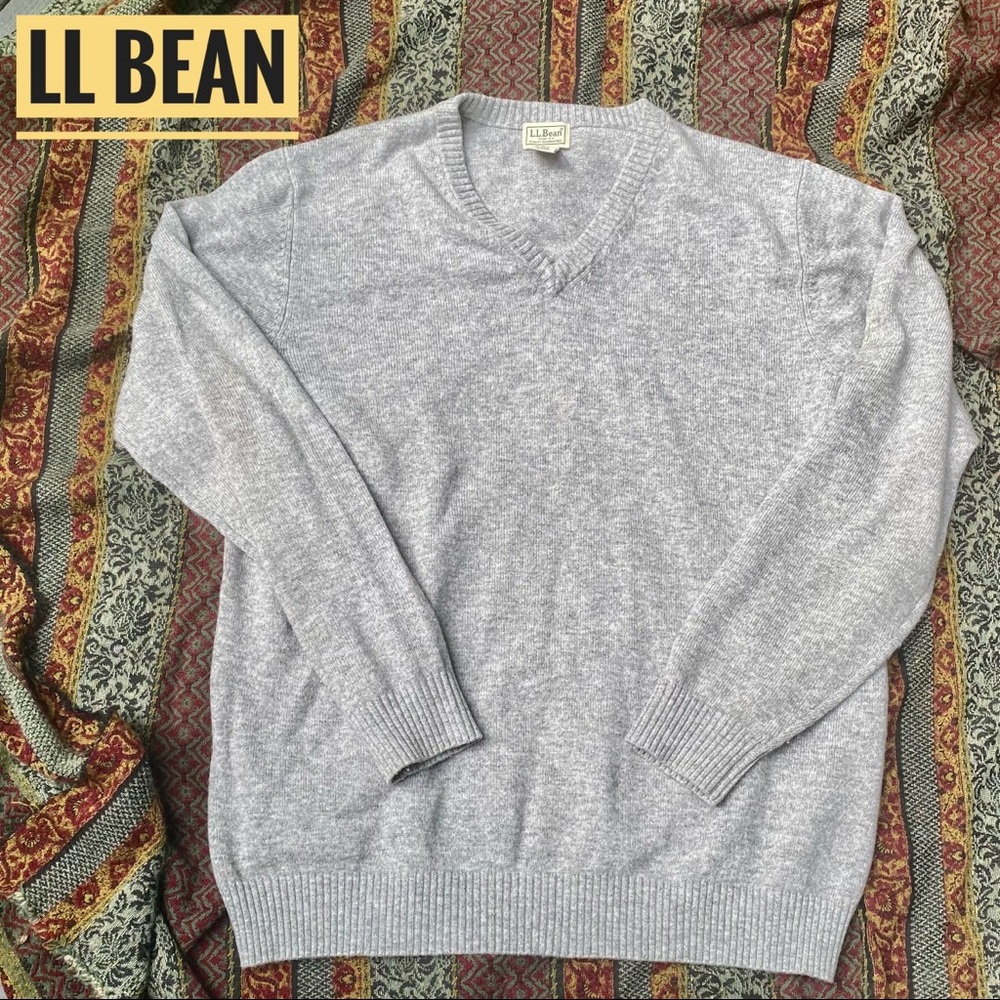 LL BEAN LAMBSWOOL SWEATER Graphite Gray Quality neutral comfy - Picture 2 of 6